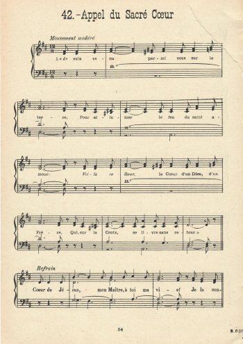 Appel du sacré Coeur Partition gratuite